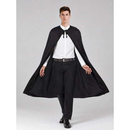 Black Long Cape for Halloween and the Stage on-model view