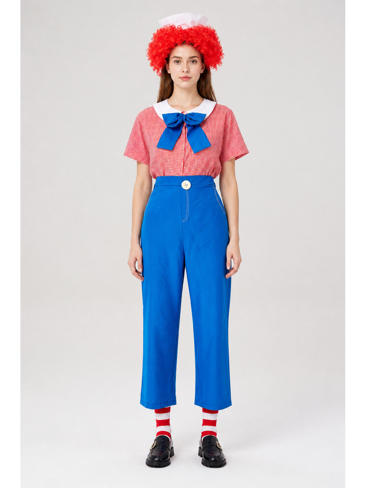 Checkered Clown Costume with Wig and Bow Tie main product view