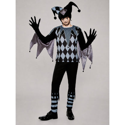 Circus Clown Cosplay Costume with Two-Horned Hat