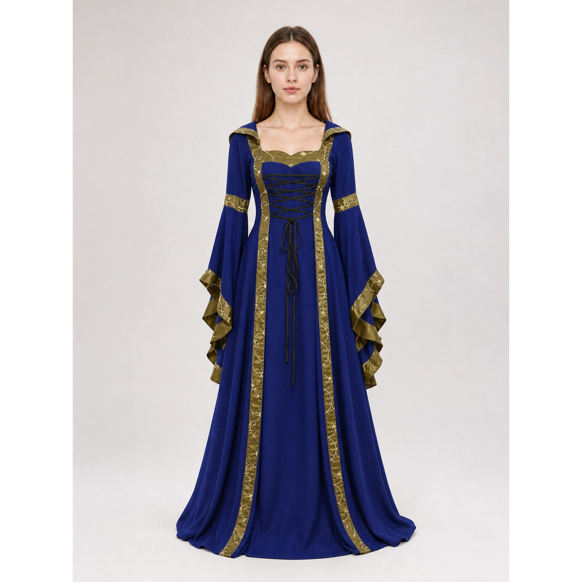 Medieval Hooded Lace-Up Dress