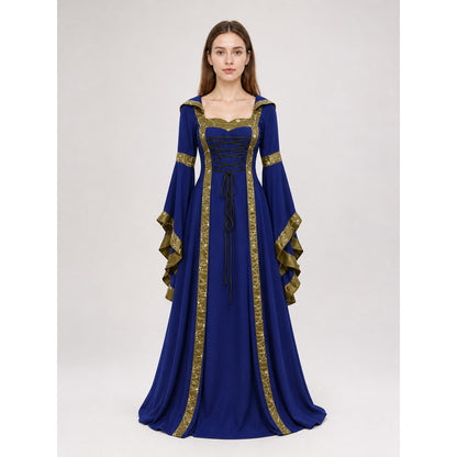 Medieval Hooded Lace-Up Dress
