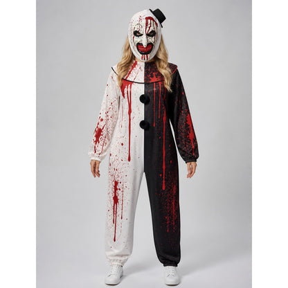Hooded Clown Mask, Bloody Halloween Makeup