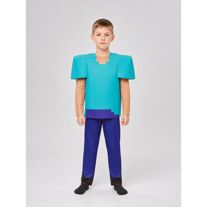 Minecraft-Style Character Costume for Cosplay on-model view