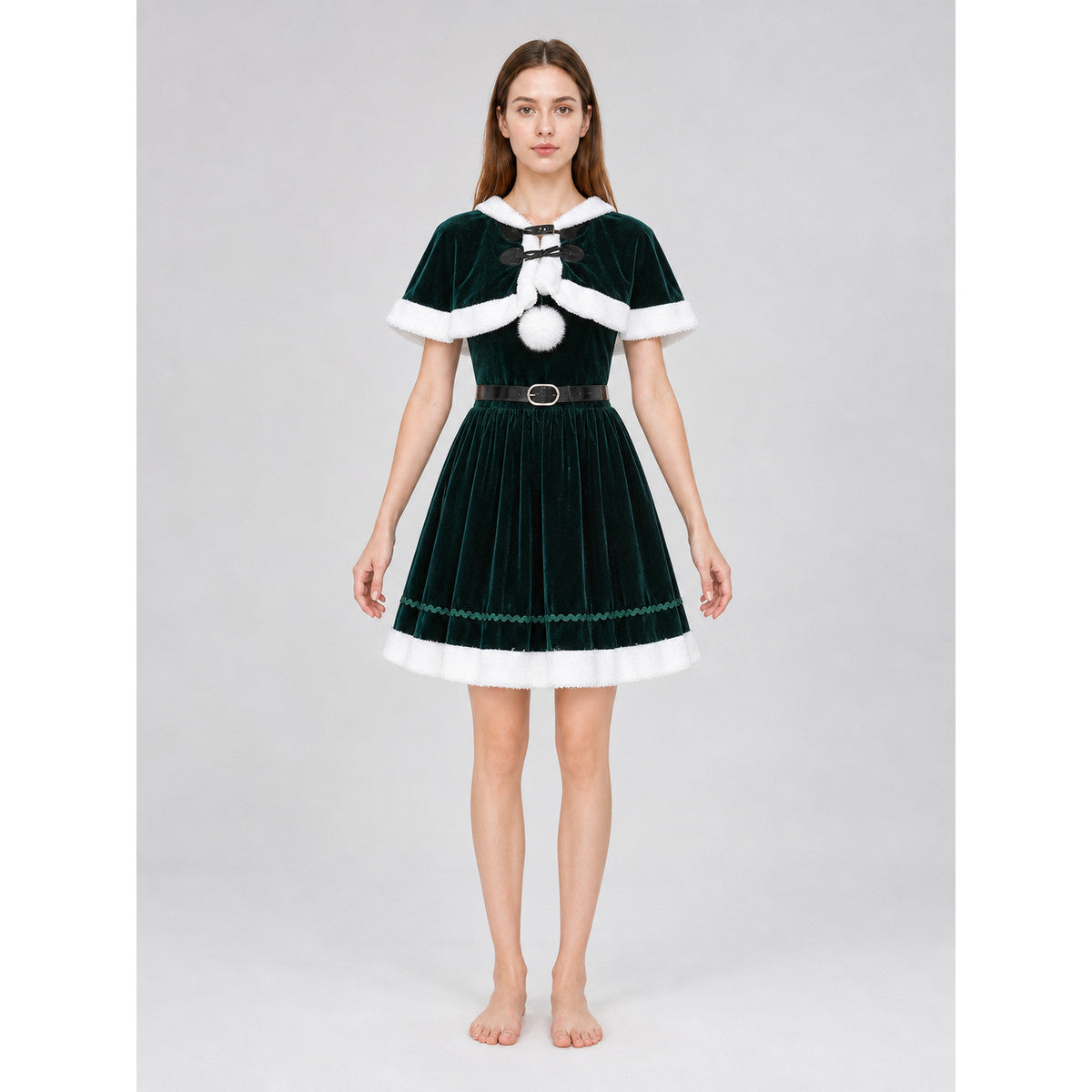 Reindeer Costume: Dress, Cape, and Accessories front view