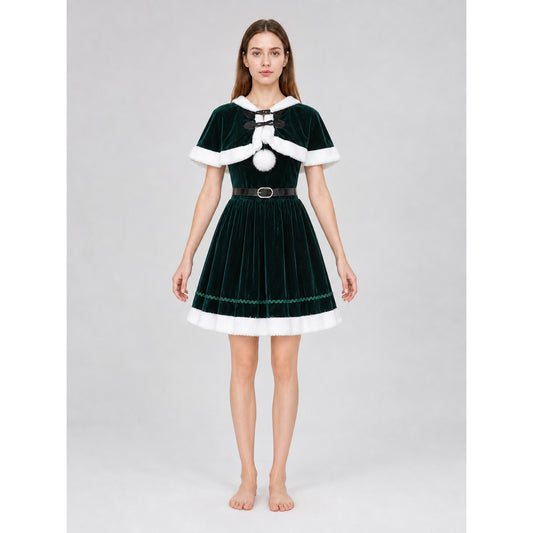 Reindeer Costume: Dress, Cape, and Accessories front view