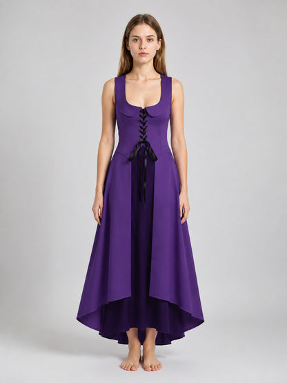 Purple Cosplay Dress with Black Lacing on-model view