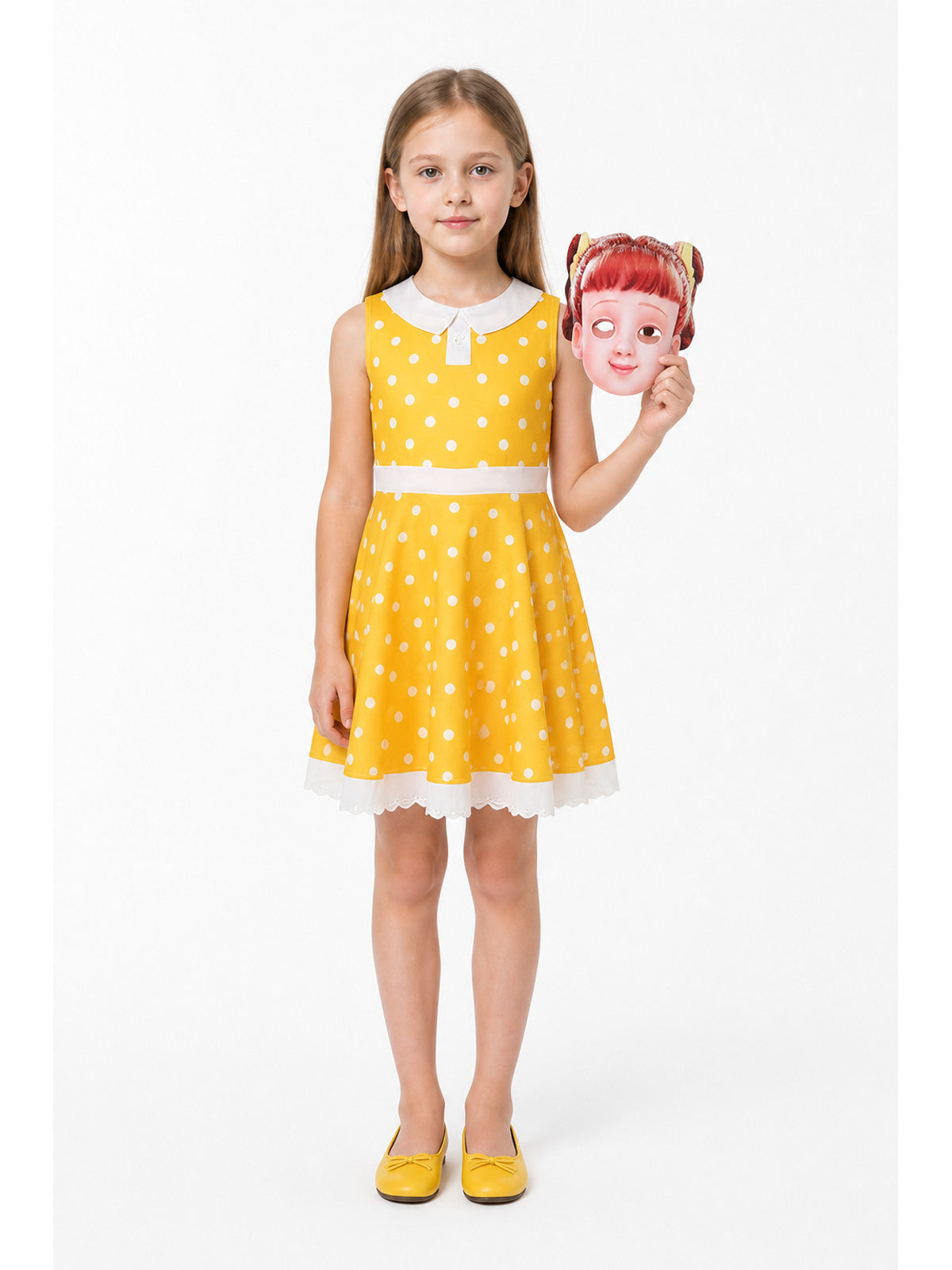 Children's Polka-Dot Dress with Gabby Mask for Halloween main product view