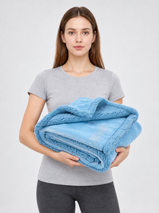 Reversible Sherpa-Pile Pet Blanket on-model view