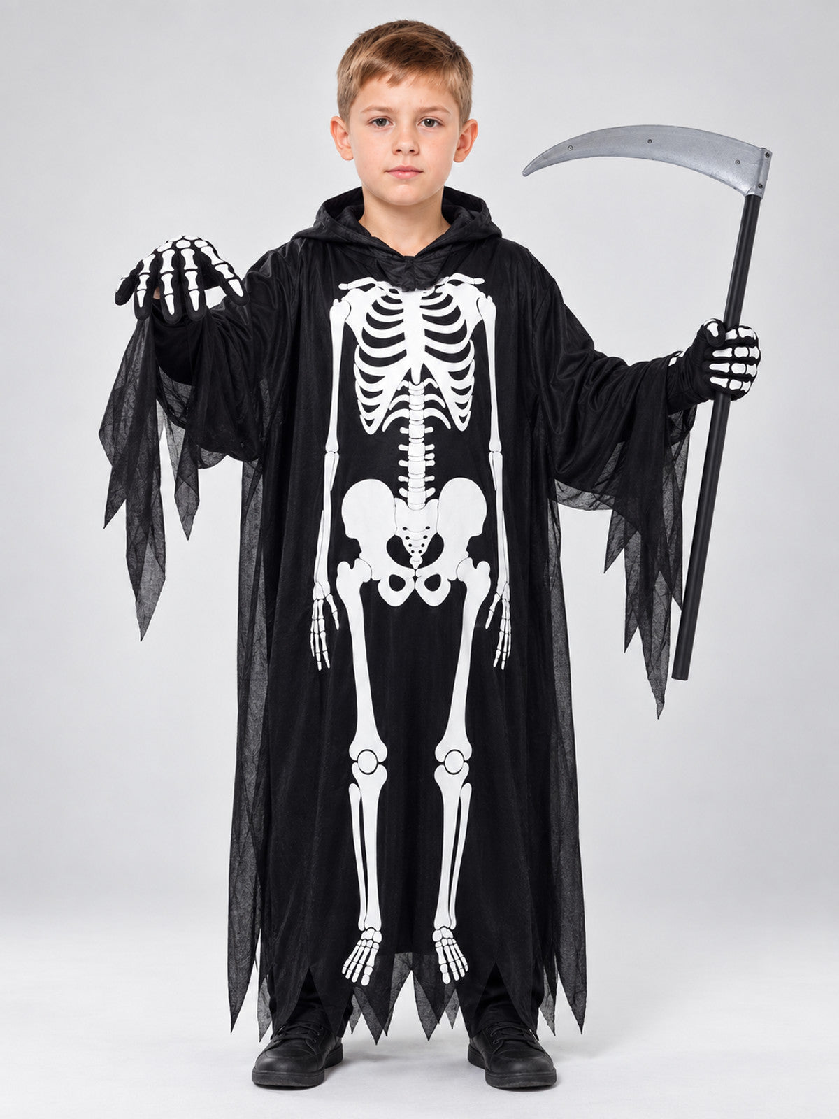 Skeleton Costume with Mask and Hood