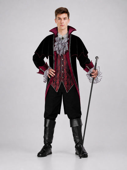 Gothic-Style Vampire Costume with Top Hat on-model view