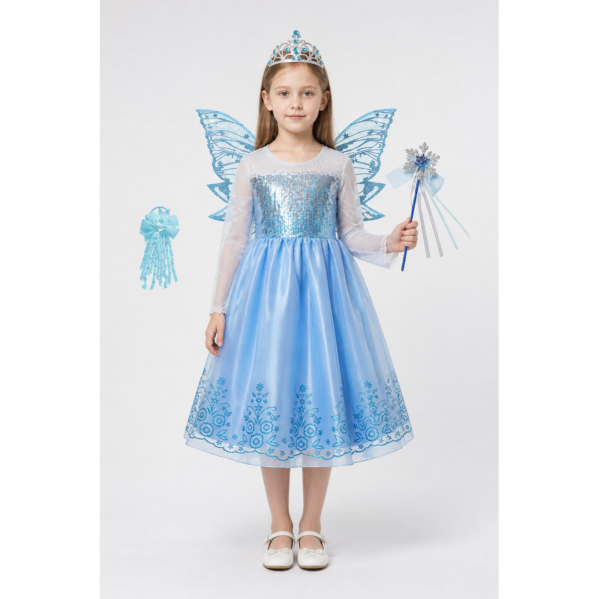 Princess Costume with Butterfly Wings and Crown main product view