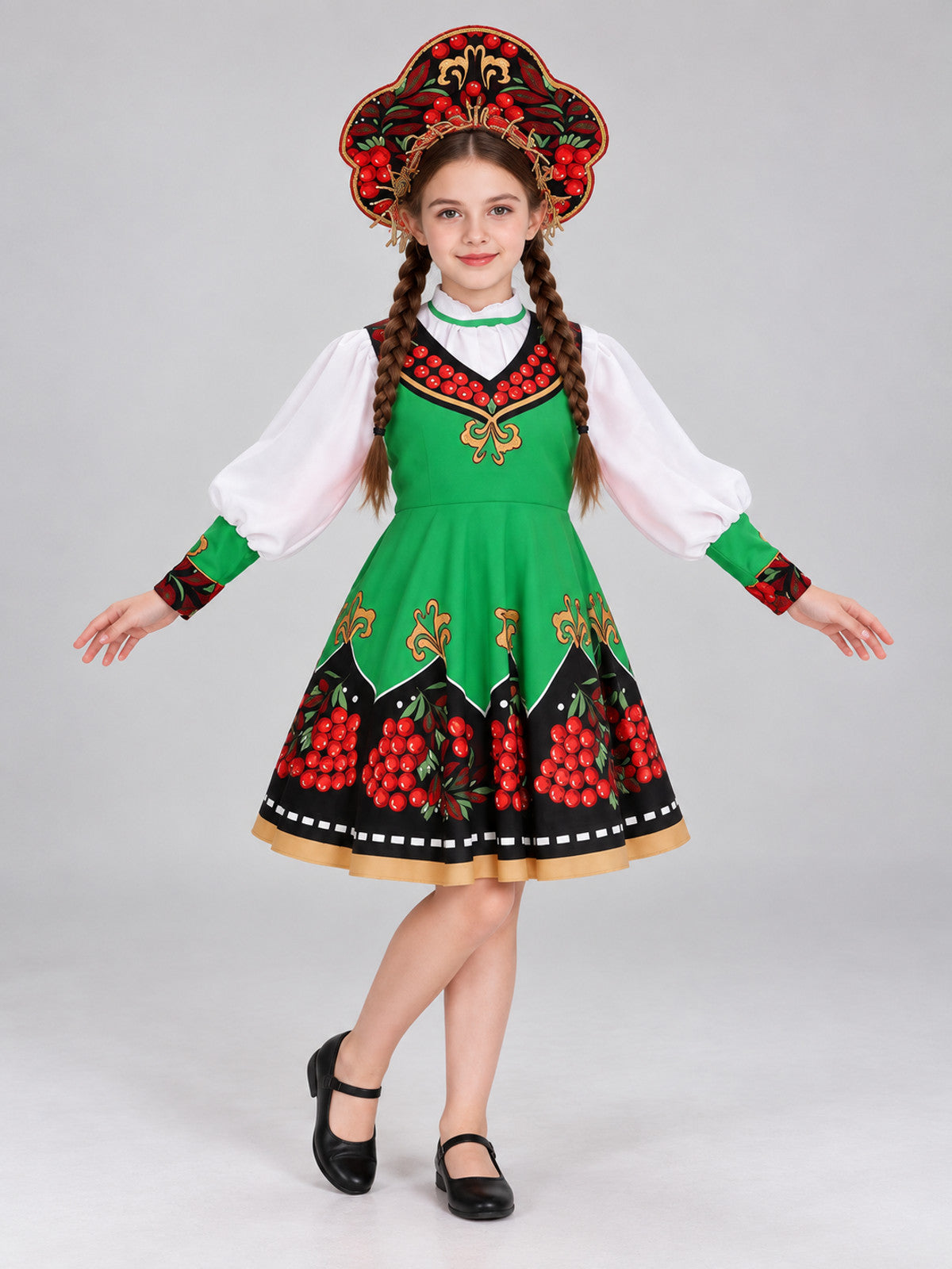 Children's Russian Folk Costume for Performances with Kokoshnik