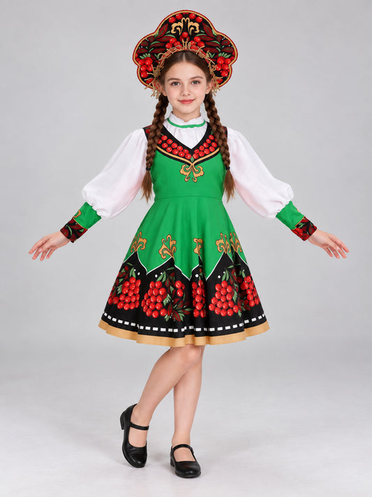 Children's Russian Folk Costume for Performances with Kokoshnik