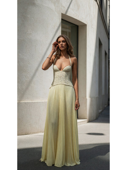 Women's Yellow Set: Printed Top and Long Skirt main product view