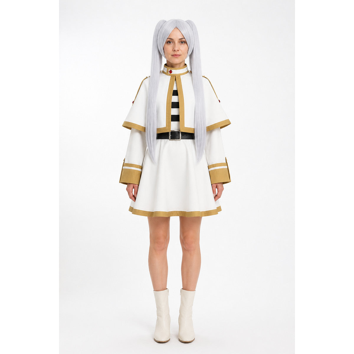 Gray Frieren Cosplay Costume with Cape and Wig main product view