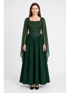 Pirate Dress with Flared Sleeves and Lacing