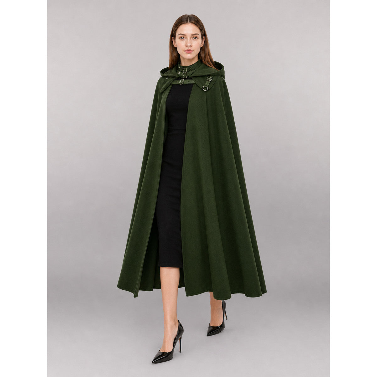 Dark Olive Carnival Cloak with Hood