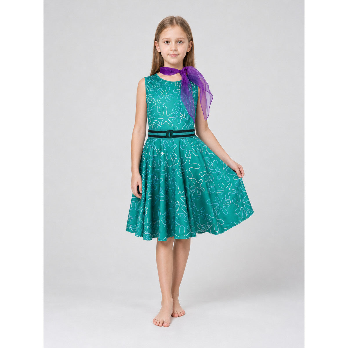 Inside Out 2 Cosplay Dress with Belt and Scarf