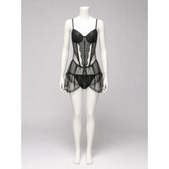 Erotic Bodysuit with Thin Straps and Lace