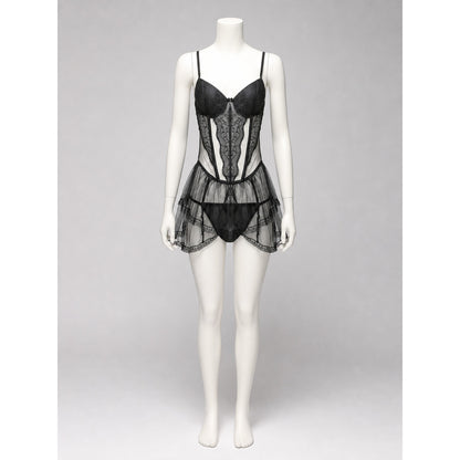 Erotic Bodysuit with Thin Straps and Lace