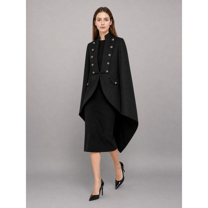 Black carnival tailcoat with a high collar front view
