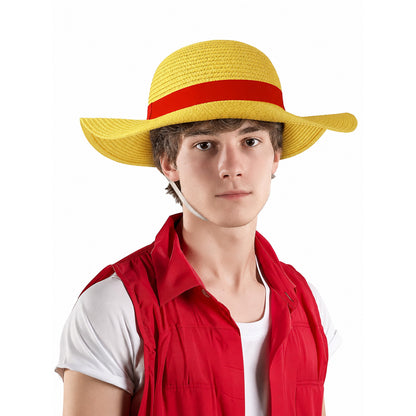 Carnival hat with a red ribbon and cord
