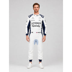 White and Navy Blue Racing Jumpsuit for Cosplay, Costume