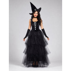 Halloween Costume: Black Dress, Hat, and Gloves