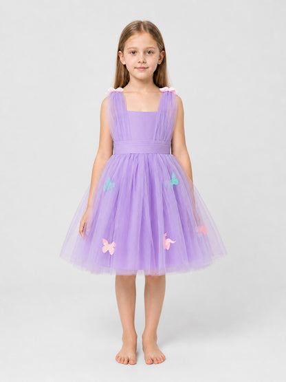 Sleeveless Girls’ Tutu Dress with Butterflies on-model view