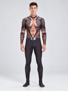 Aquaman Costume Jumpsuit with Anatomical Print
