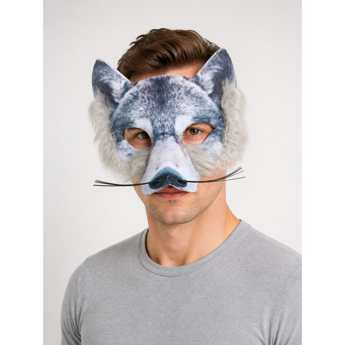 Gray-Blue Wolf Carnival Headpiece for Halloween