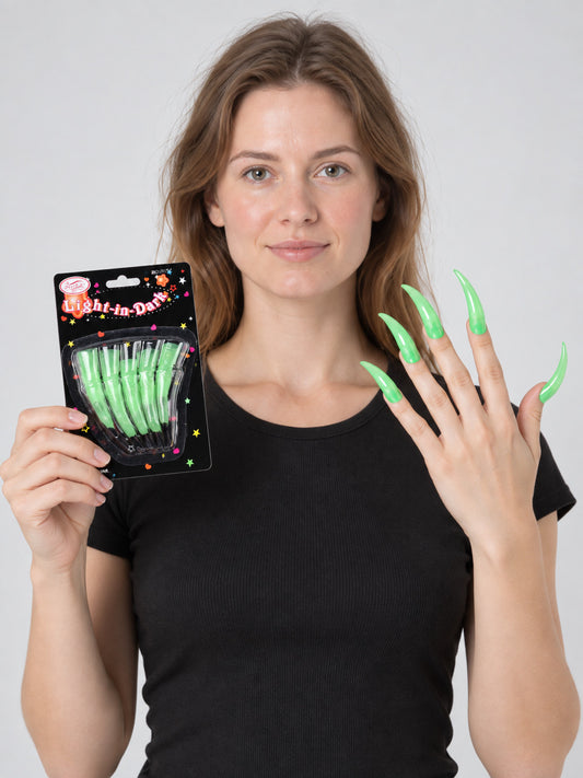 Glow-in-the-Dark Halloween Press-On Nails Green