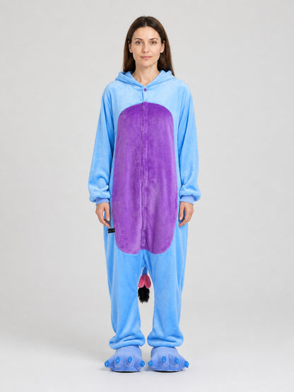 Husky Hooded Paw Flannel Pajama Onesie on-model view