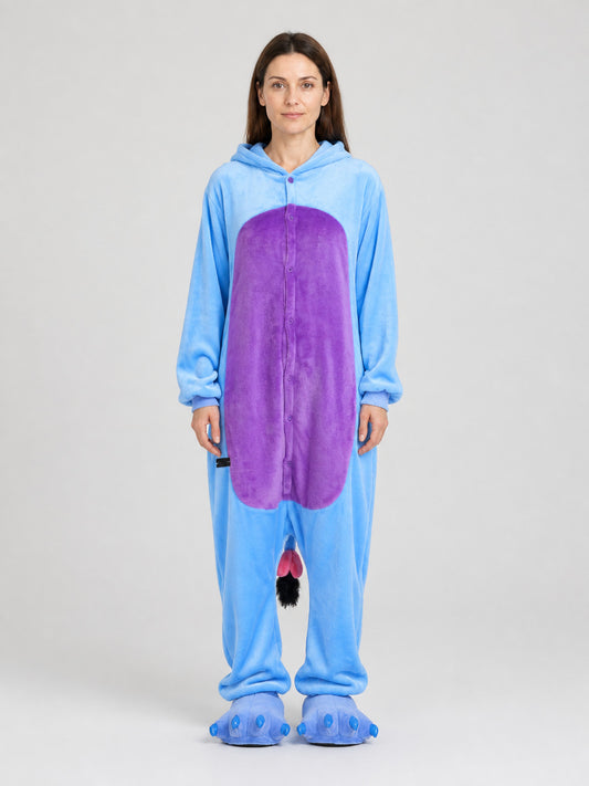 Husky Hooded Paw Flannel Pajama Onesie on-model view