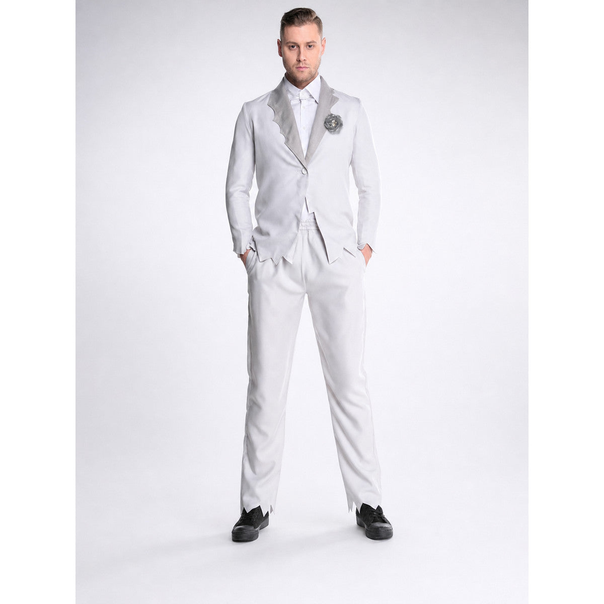 Wedding Suit with Shirt, Bow Tie, and Brooch on-model view