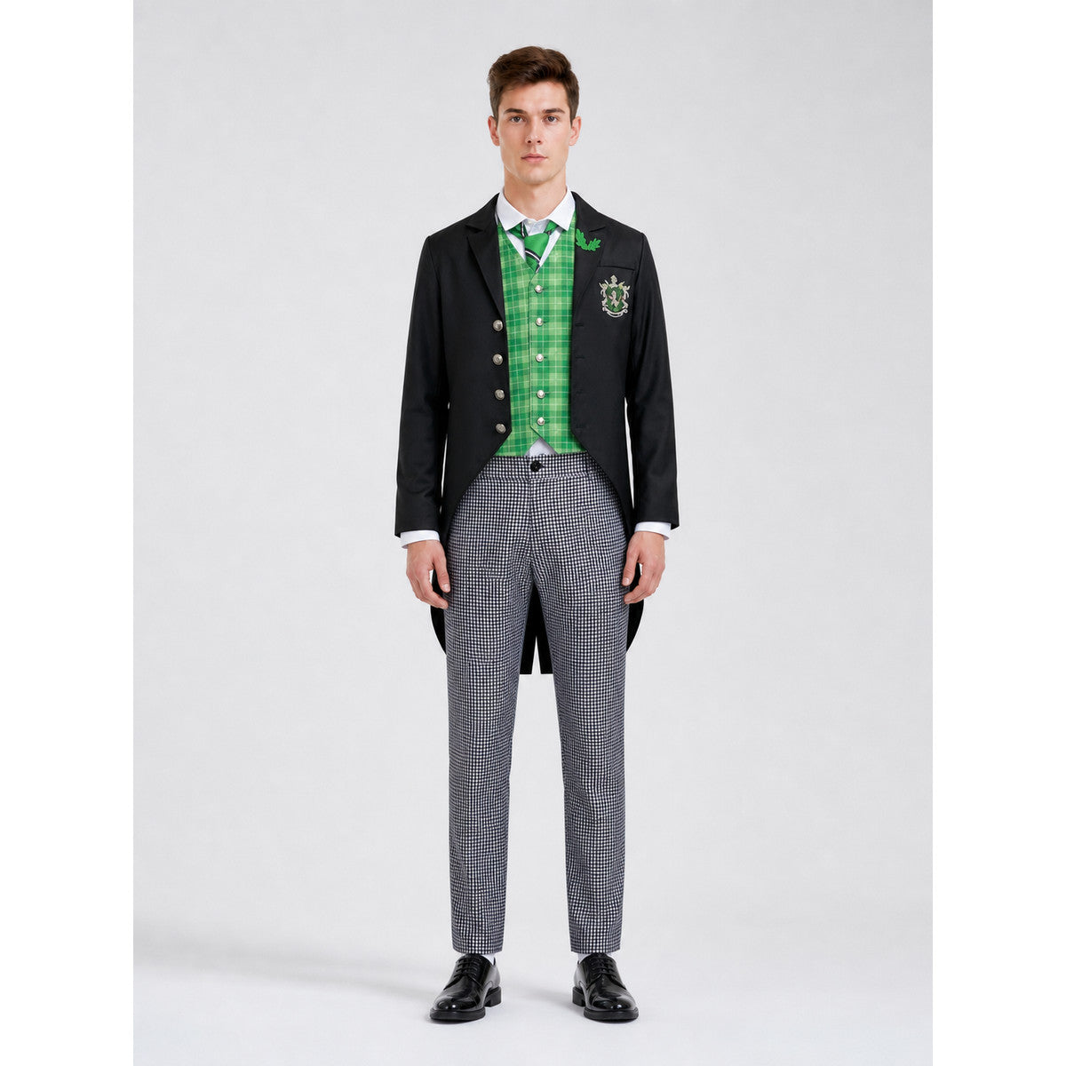 Cosplay Costume, 5-Piece Set, Green Plaid on-model view
