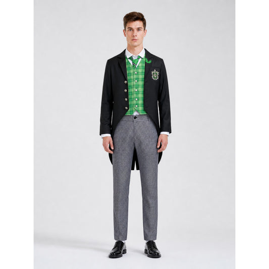Cosplay Costume, 5-Piece Set, Green Plaid on-model view