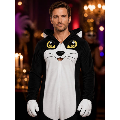 Inflatable Cat Halloween Costume Jumpsuit, Cartoon Animal Performance Outfit on-model view
