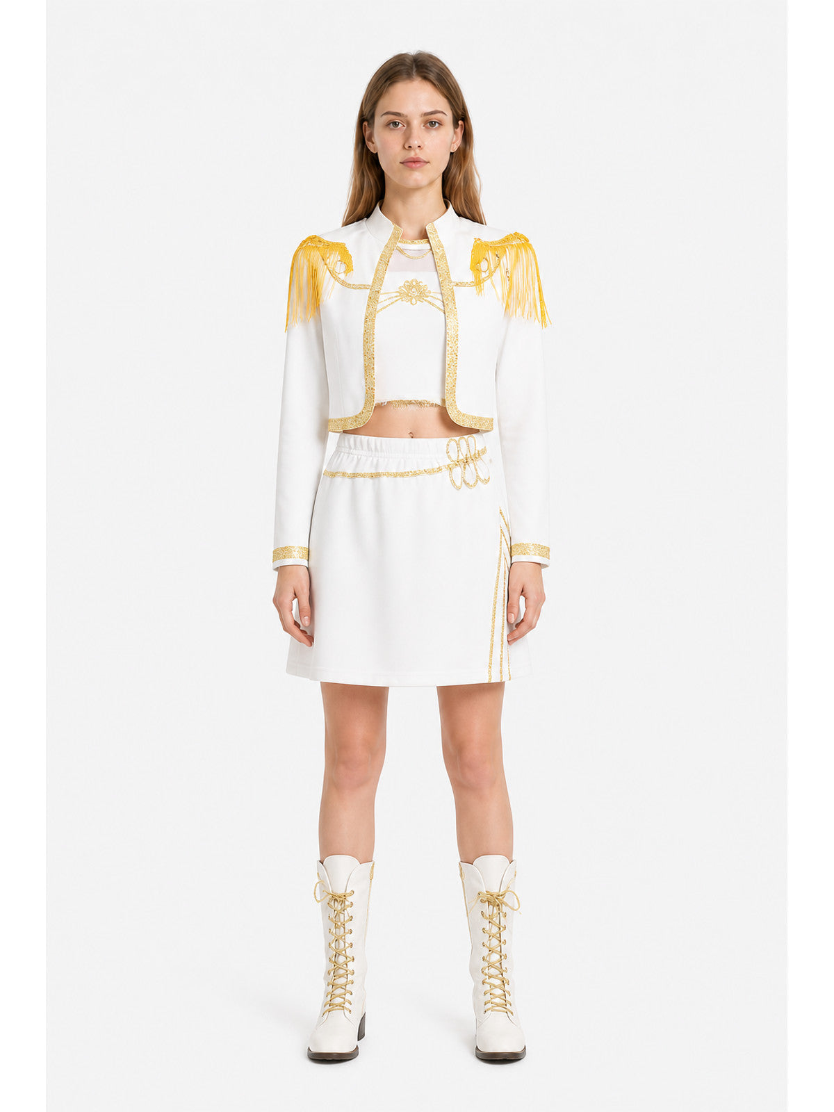 Three-Piece Stage Costume with Skirt and Gold Trim main product view