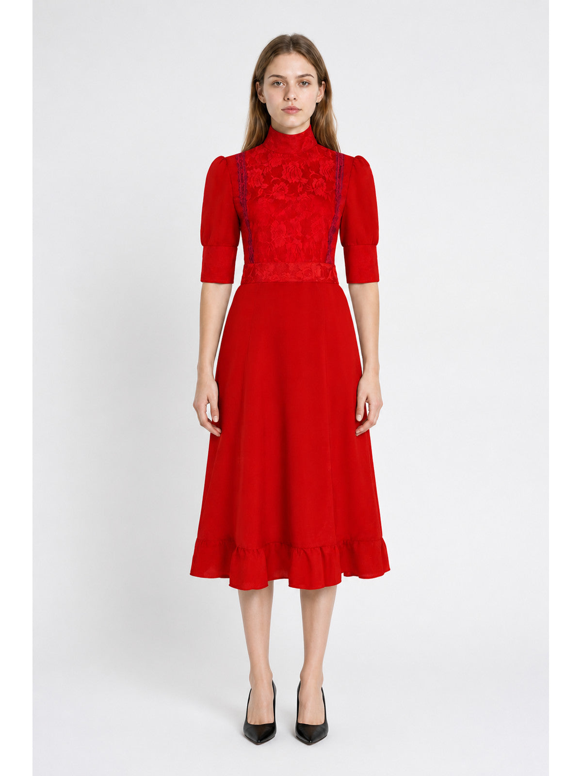 Halloween Dress with a High Collar and Ruffles main product view