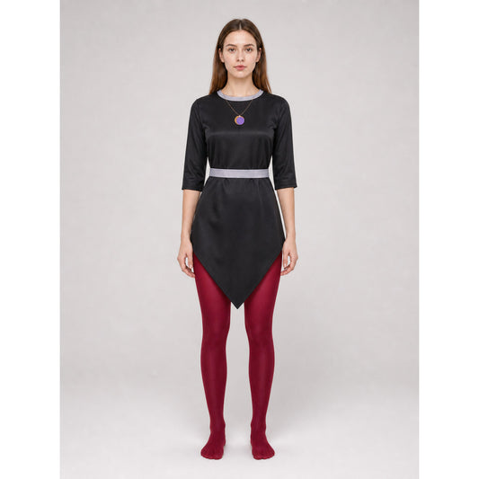 Amity Cosplay Costume: Black Top and Burgundy Bottom