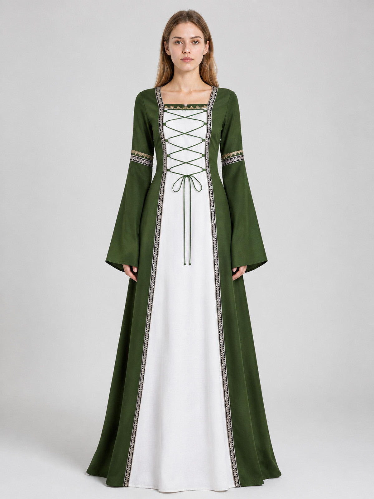Medieval Costume Dress with Lacing on-model view