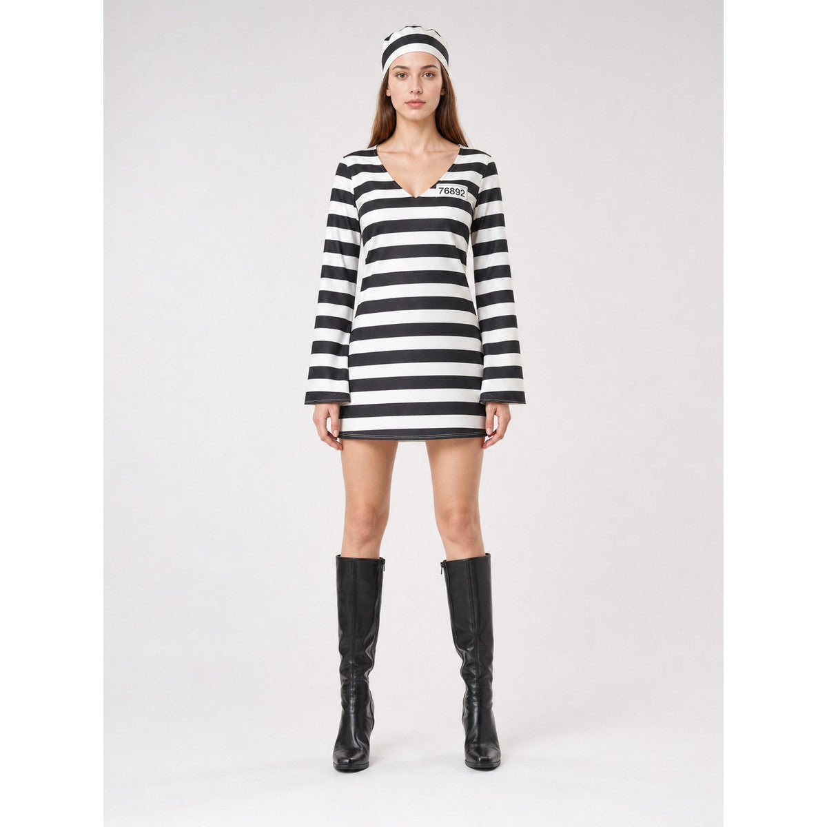 Masquerade Costume: Striped Dress with Cap