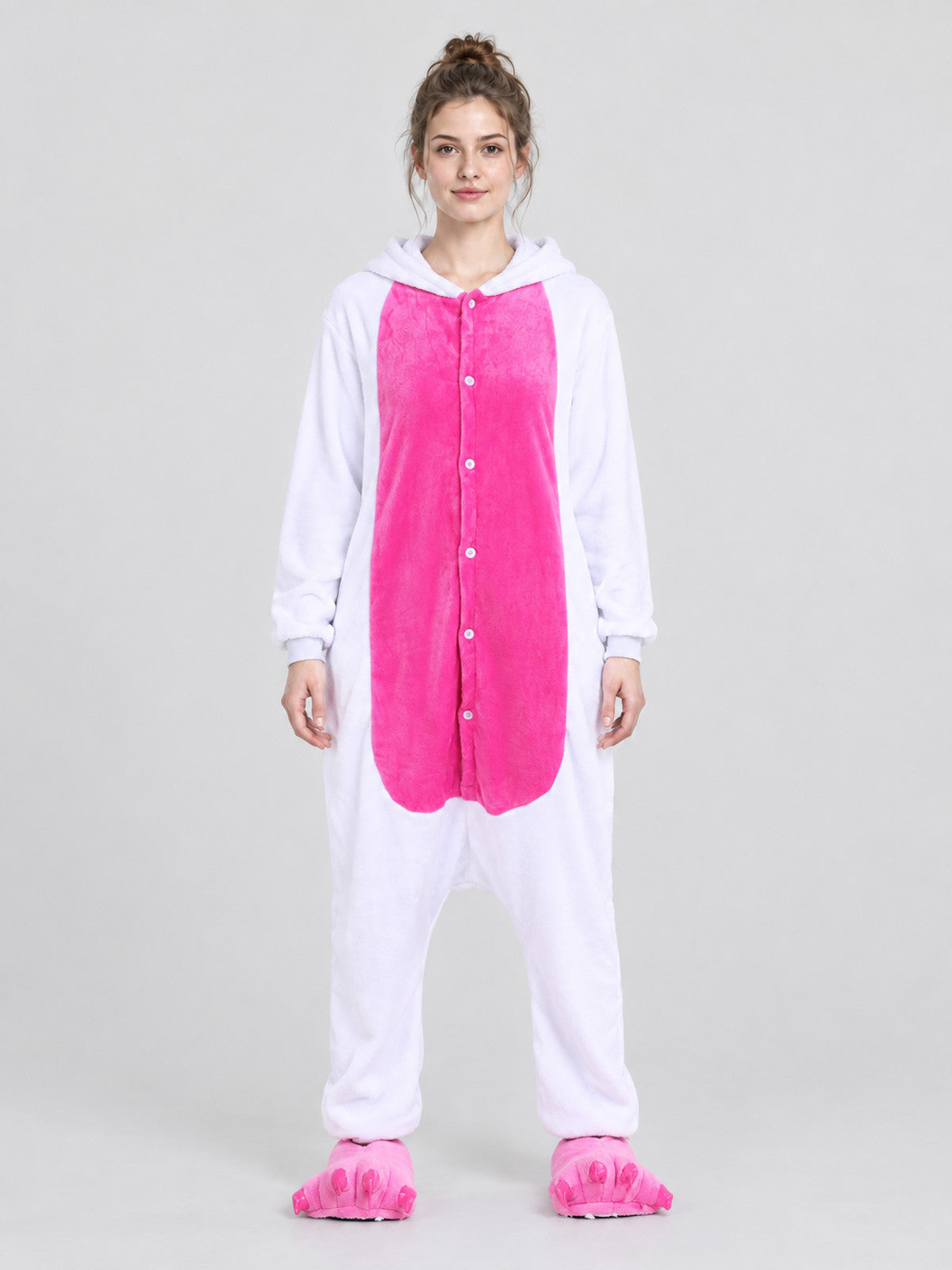 Hooded Pajama Jumpsuit with Pink Insert