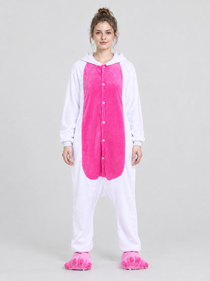 Hooded Pajama Jumpsuit with Pink Insert