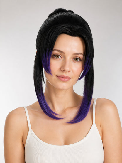 Black and Purple Carnival Wig with Updo main product view