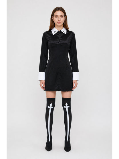 Black Stage Costume with White Collar and Cuffs main product view