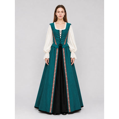 Renaissance-Style Dress with a Square Neckline