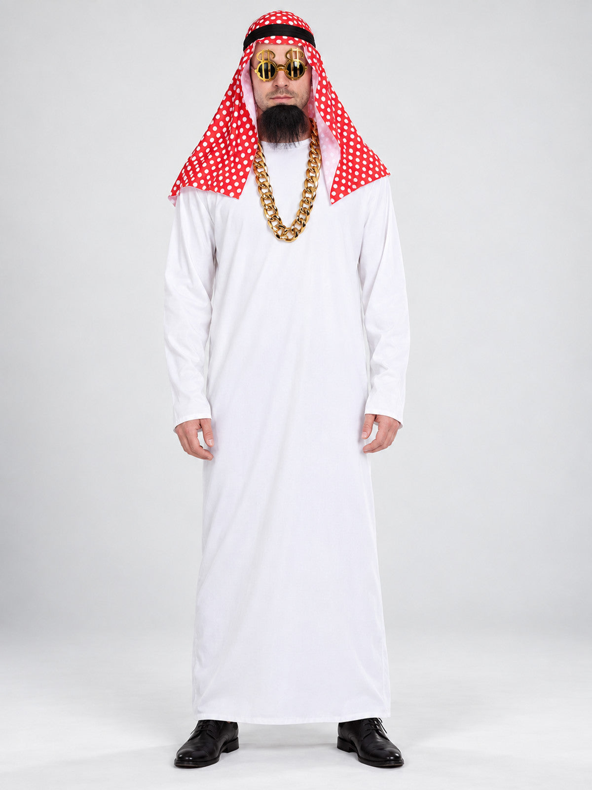 Carnival Costume with Red Scarf and Gold Chain