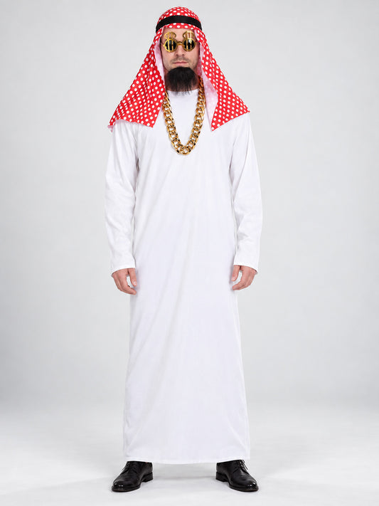 Carnival Costume with Red Scarf and Gold Chain